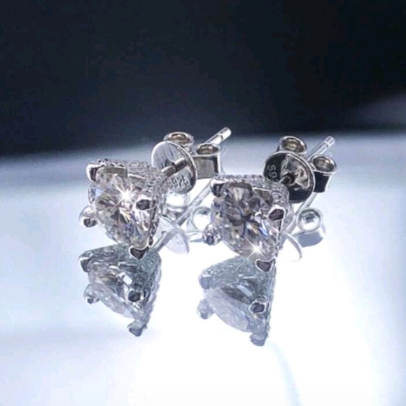 Modern Silver Geometric Moissanite Earrings
